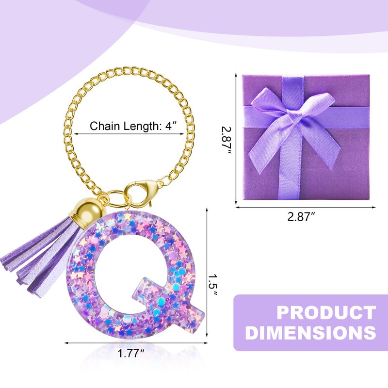 MOYOHIM Letter Charm for Stanley Cup, Cute Initial Keychain Charm for Handle, Purple Handle Accessories for Stanley Tumbler for Girls Women (Letter Q) - Image 3